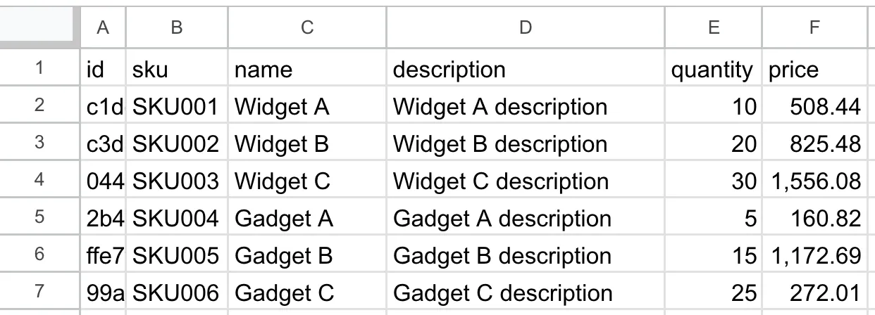 example sheet