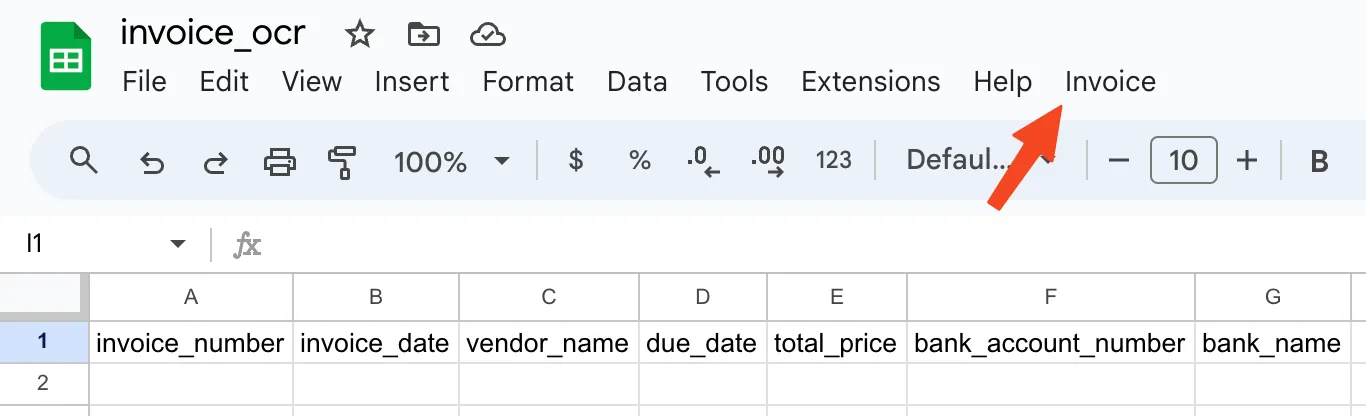 invoice menu