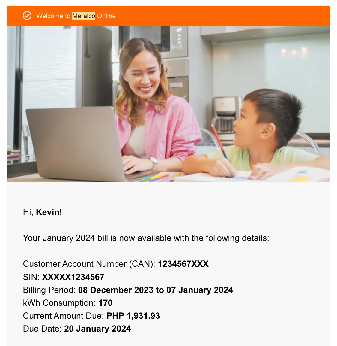 meralco bill email