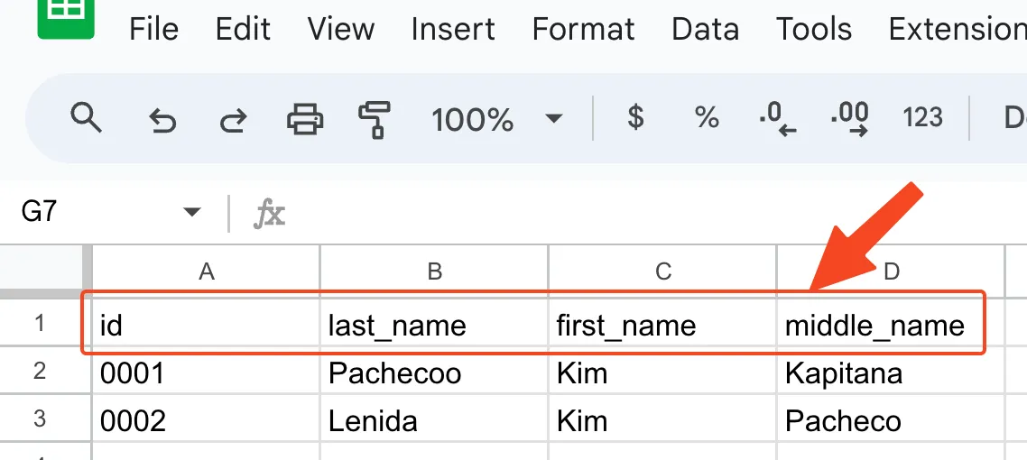 example sheet