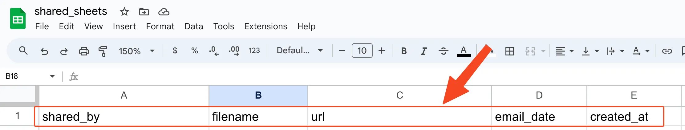 google sheets column header